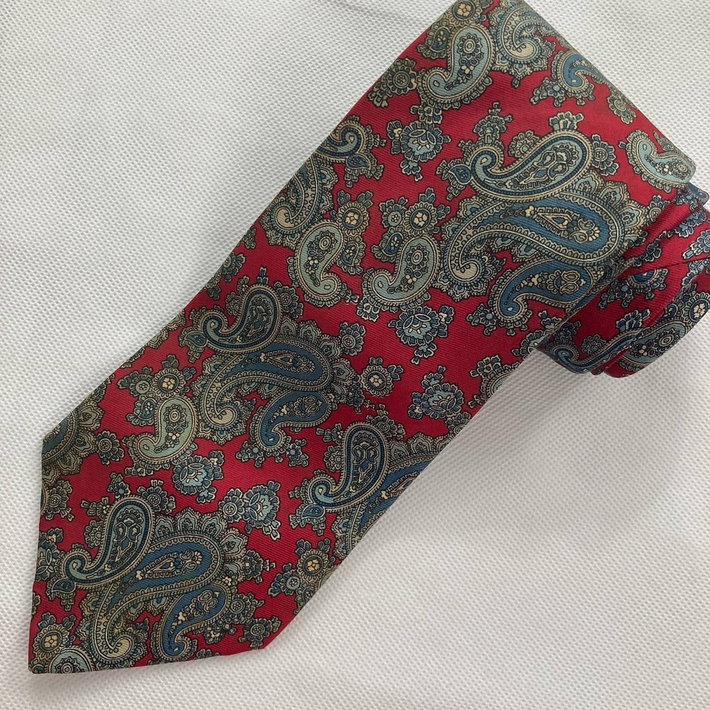 Gant Mens 100% Silk Tie Classic Red Blue Paisley Woven Necktie 58" x 3.5"